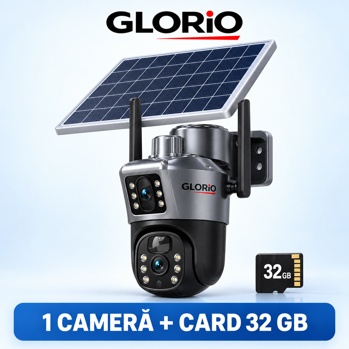 1 cameră GLORIO cu panou solar și card 32 GB