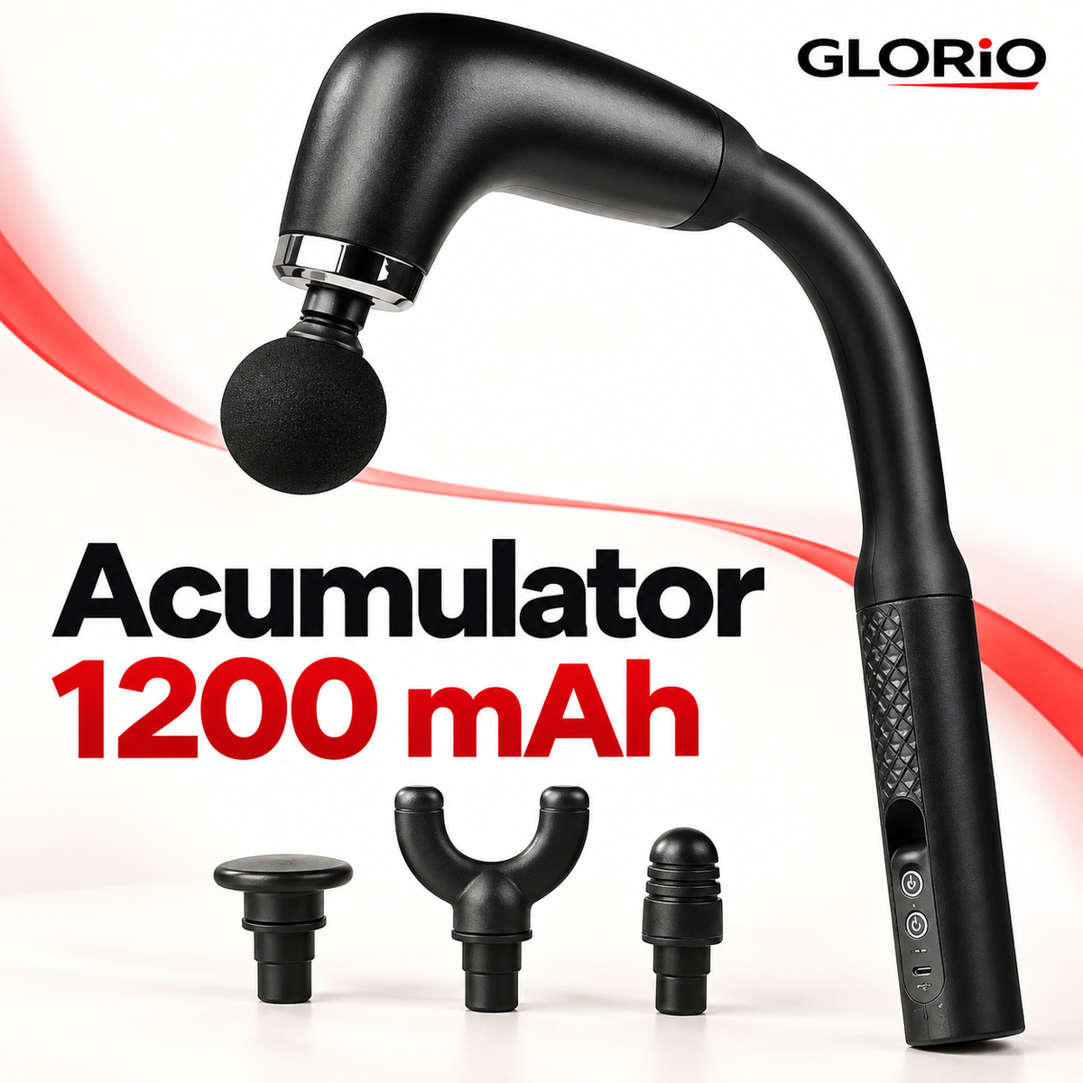 Aparat de Automasaj Tip Cârlig, 9 Trepte, USB, Acumulator 1200 mAh | Glorio – Acumulator 1200 mAh