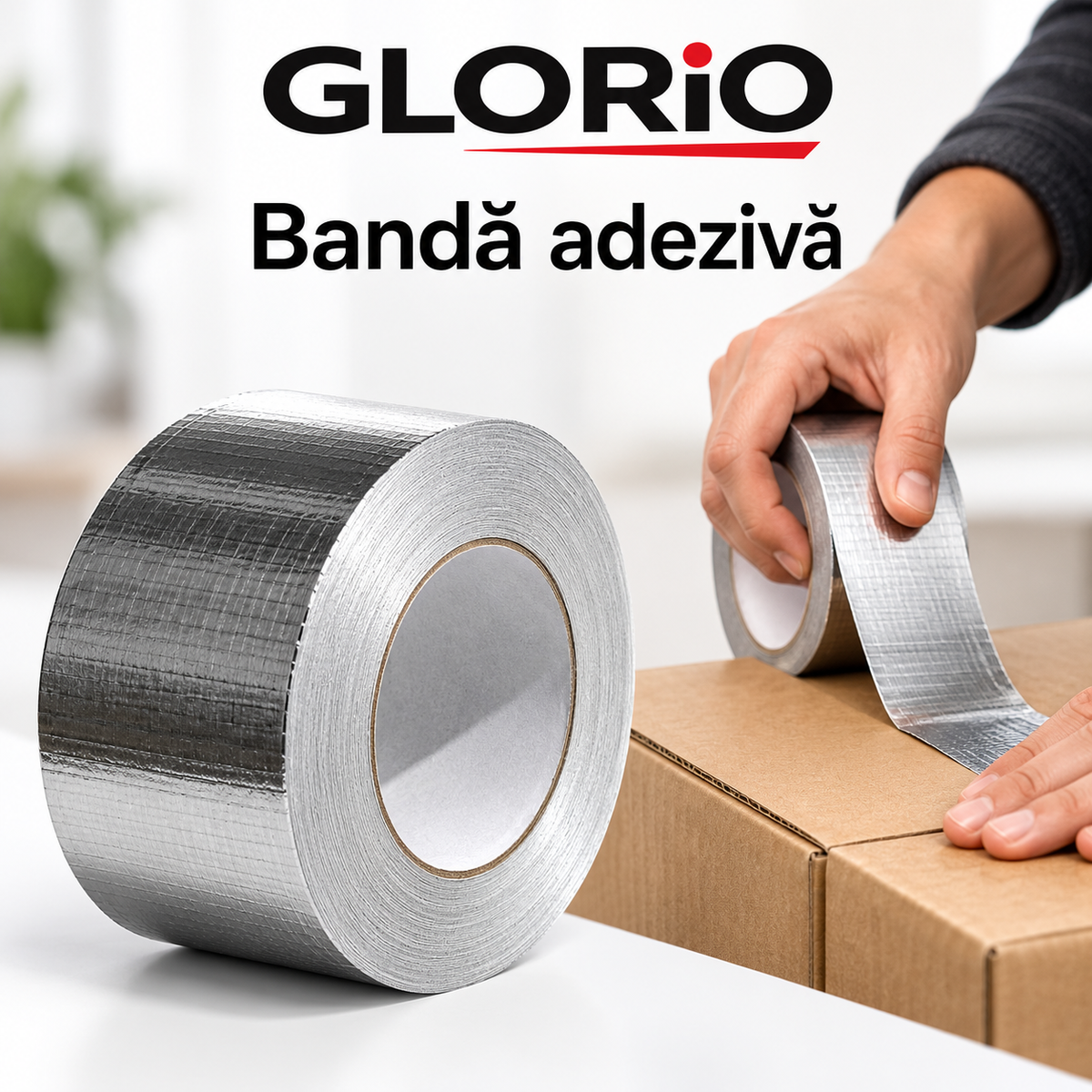 Bandă Adezivă Argintie pentru Reparații și Fixare – Glorio – imagine de prezentare 2