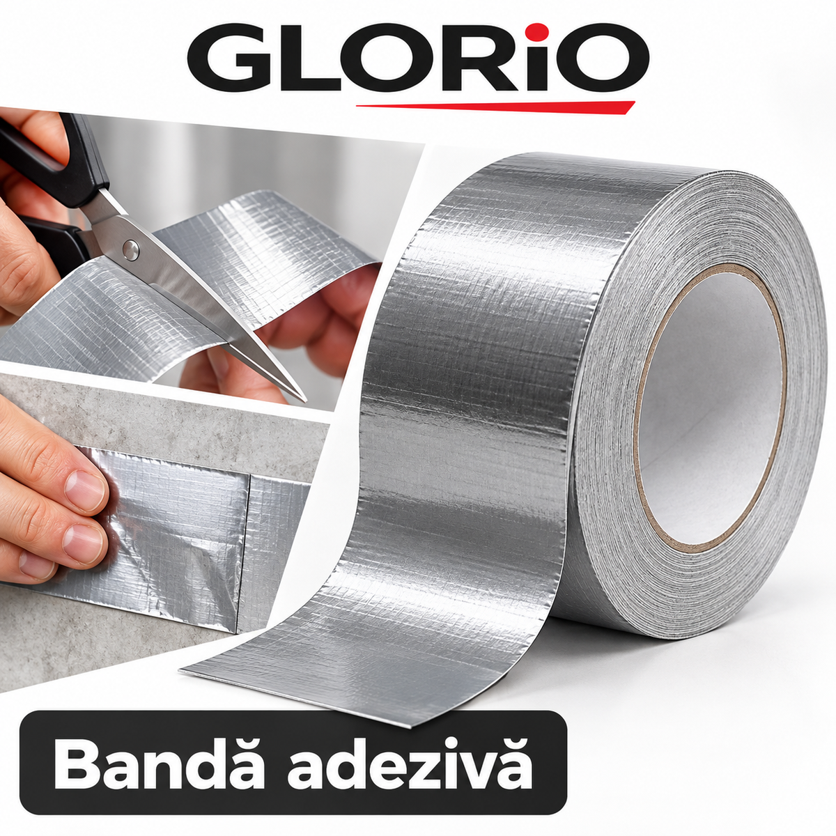 Bandă Adezivă Argintie pentru Reparații și Fixare – Glorio – imagine de prezentare 3