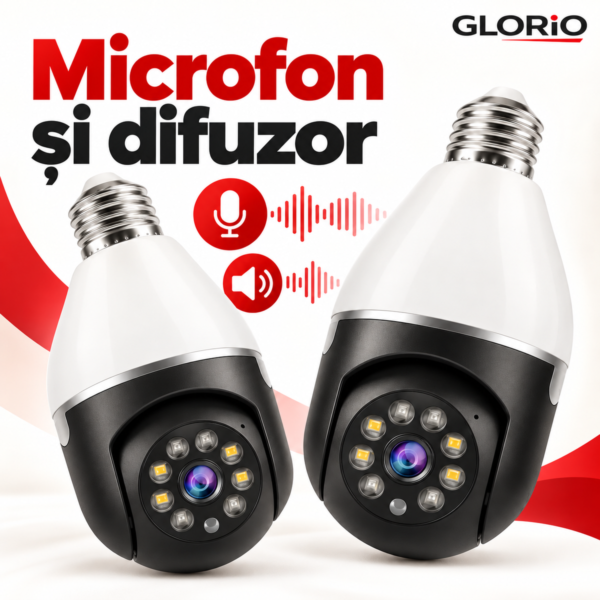 Microfon și difuzor – două camere fără inscripții, Glorio