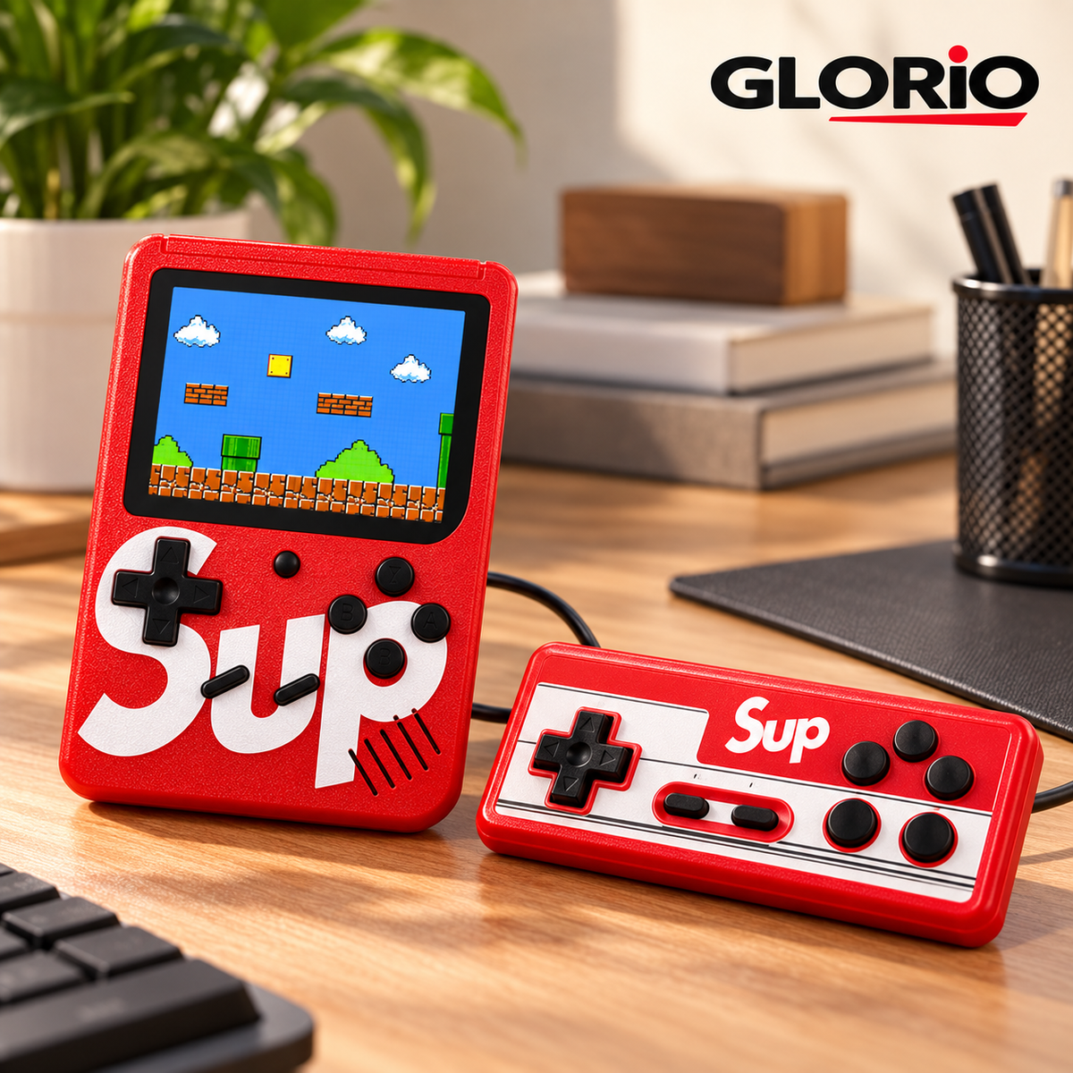 Consola portabila SUP reincarcabila, ecran color, 2 jucatori si cablu AV - Rosu - 2