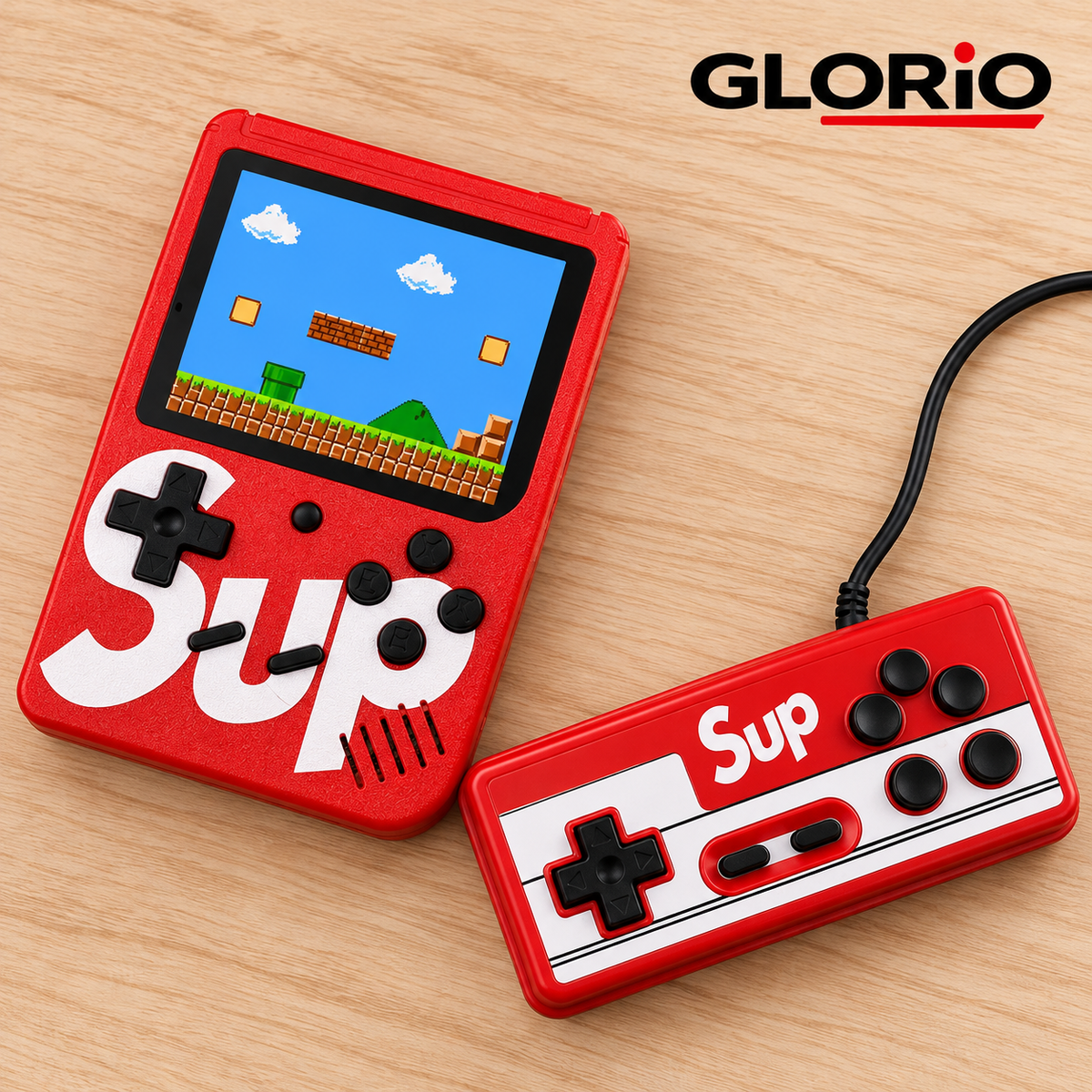 Consola portabila SUP reincarcabila, ecran color, 2 jucatori si cablu AV - Rosu - 5