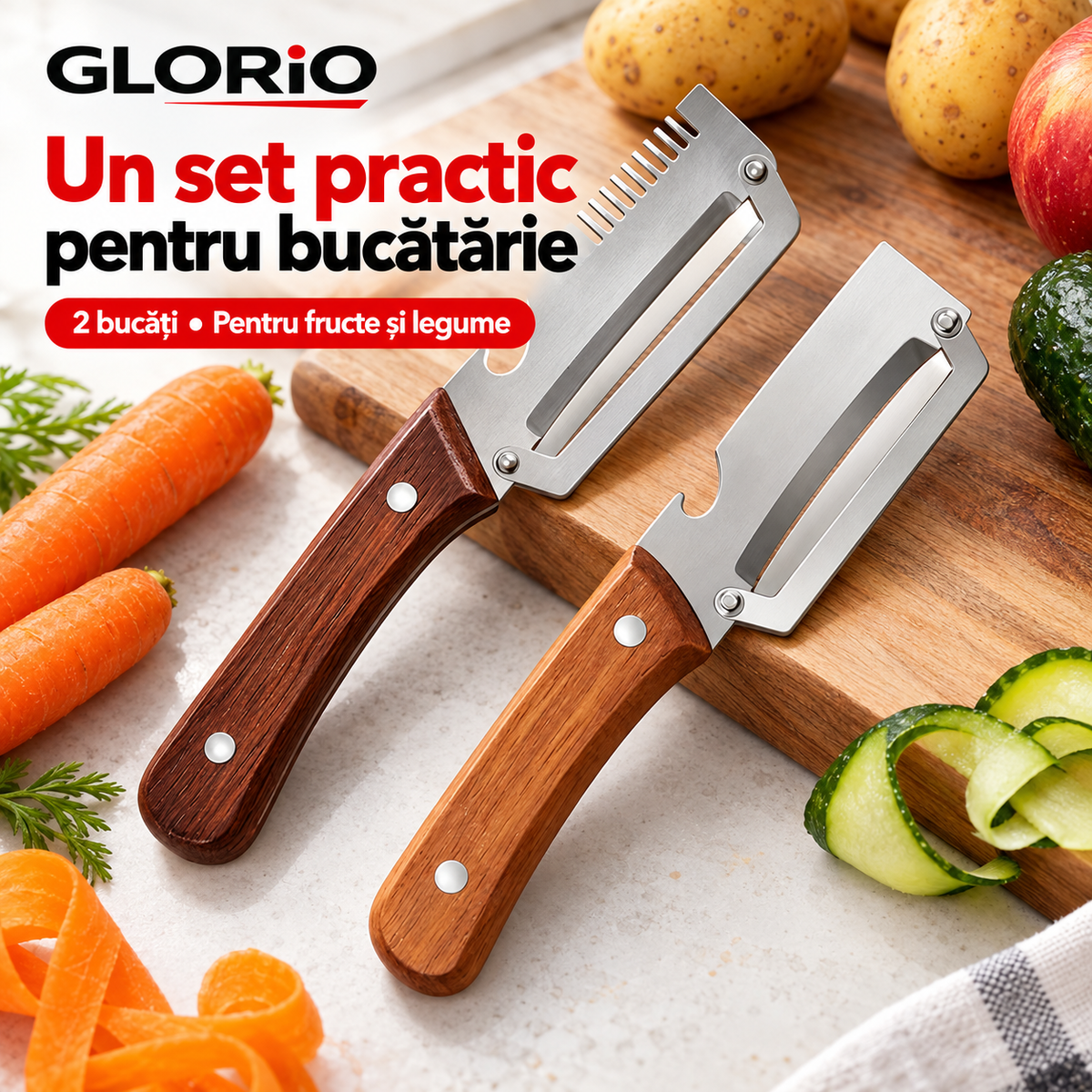 Setul de două curățătoare pentru fructe și legume