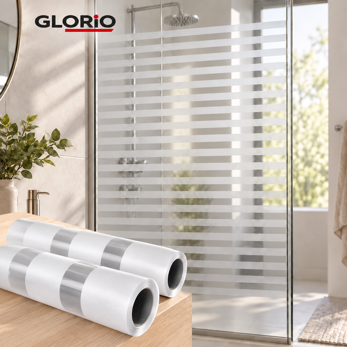 1 + 1 GRATIS - Pachet 2 role folie geam GLORIO Frosty cu dungi, 2m x 60cm - 4