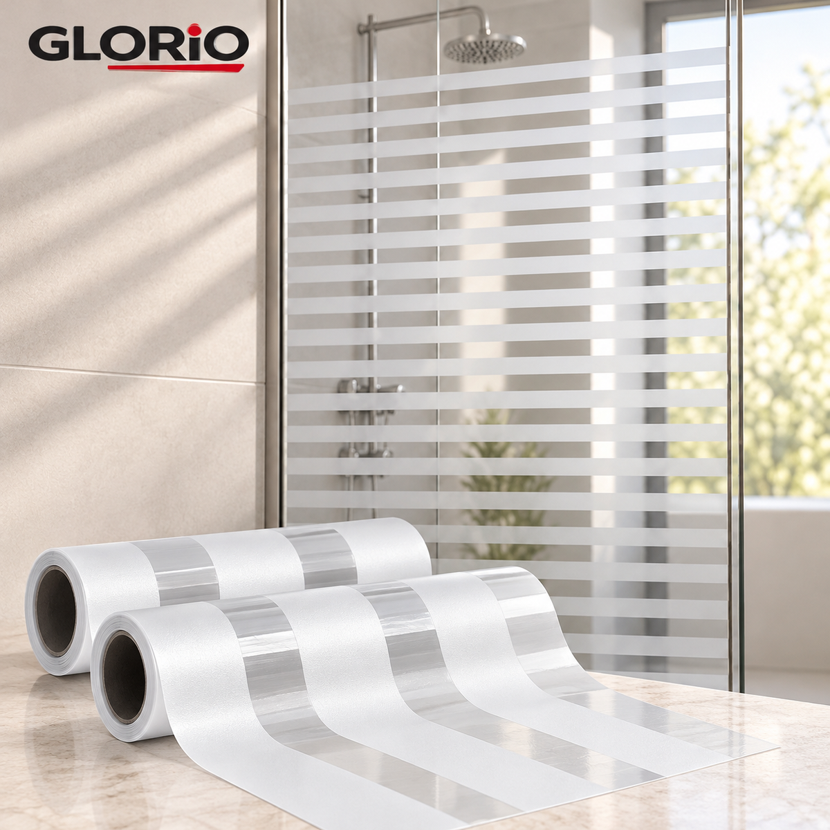 1 + 1 GRATIS - Pachet 2 role folie geam GLORIO Frosty cu dungi, 2m x 60cm - 5