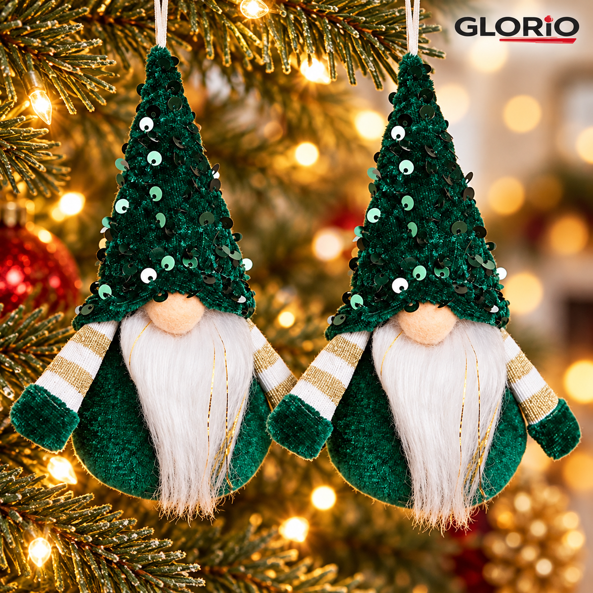 1 + 1 GRATIS - Pachet 2 ornamente Gnome GLORIO pentru brad, 4 variante - 5