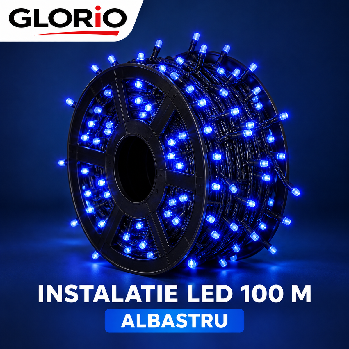 Instalatie Craciun LED 100 m Albastru Glorio
