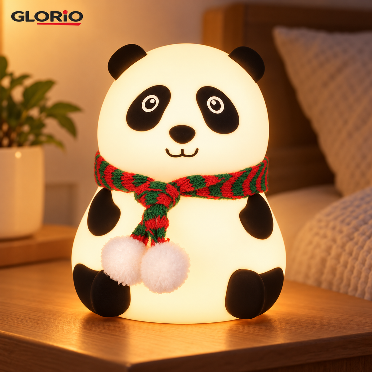 Lampa de veghe Panda, 7 culori LED, silicon, touch si USB - Glorio - 2