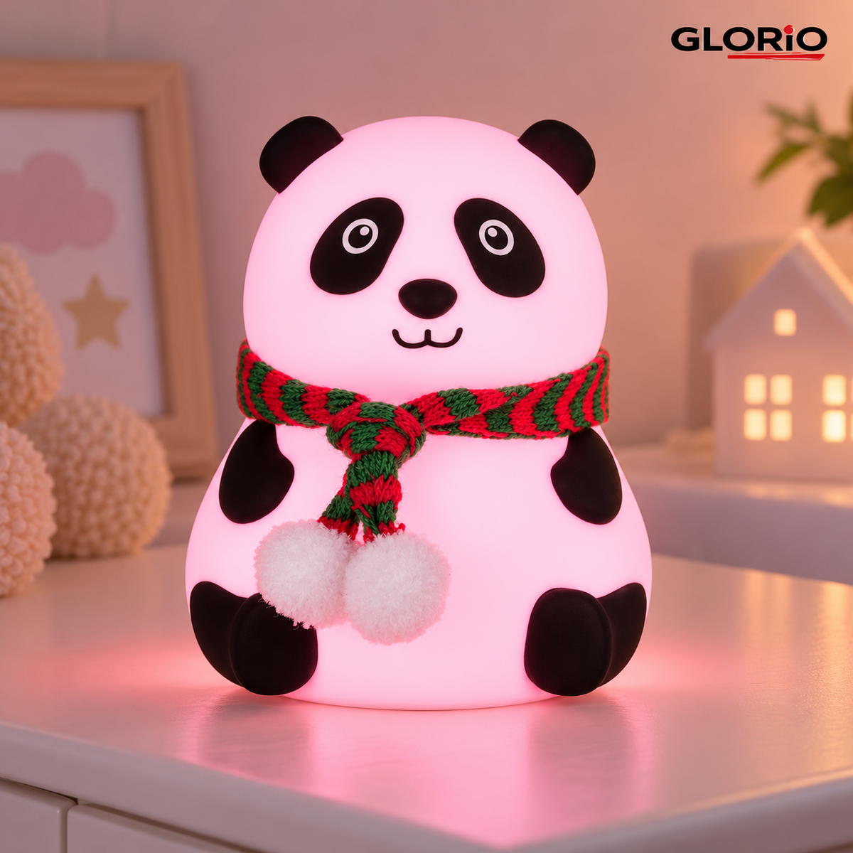 Lampa de veghe Panda, 7 culori LED, silicon, touch si USB - Glorio - 4