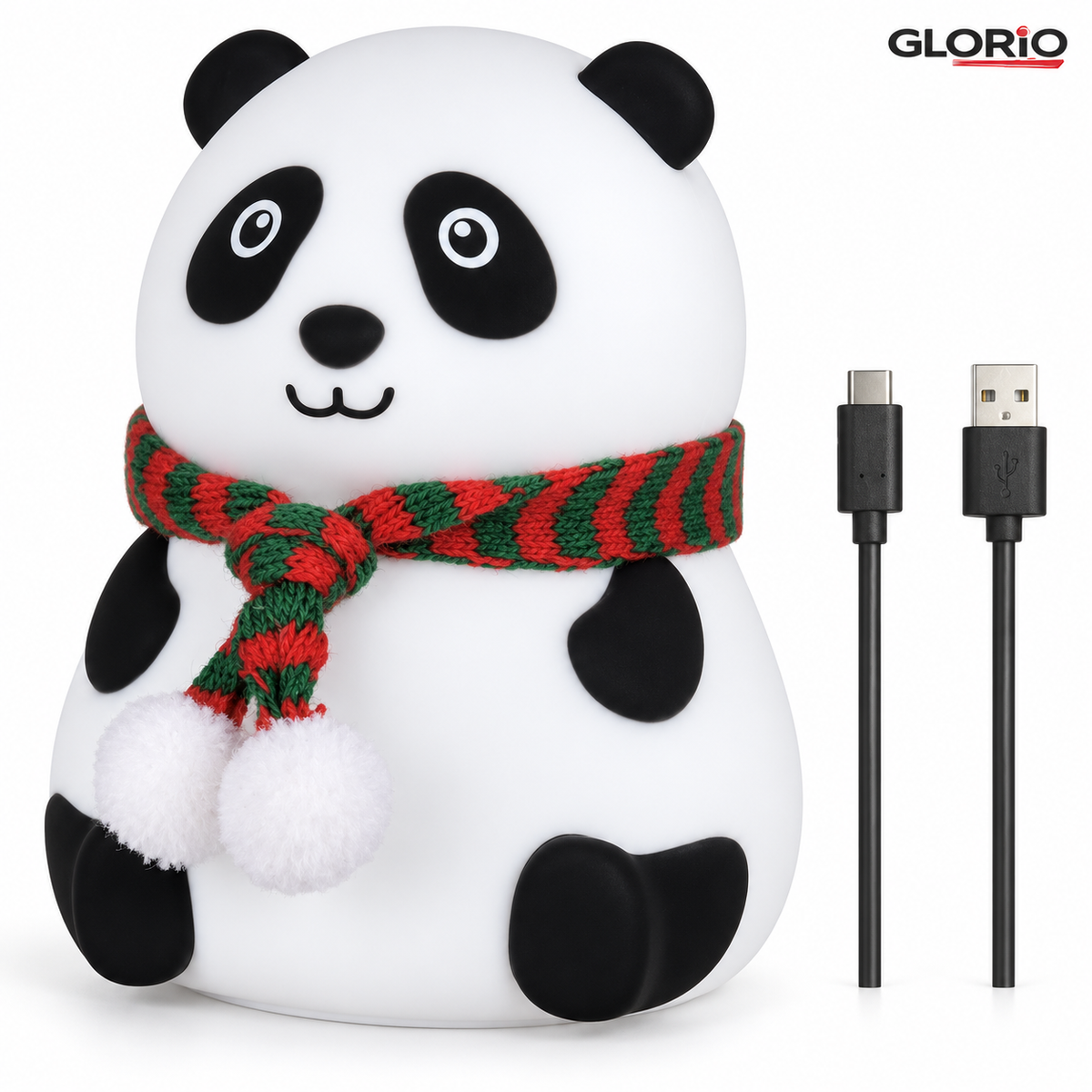 Lampa de veghe Panda, 7 culori LED, silicon, touch si USB - Glorio - 5