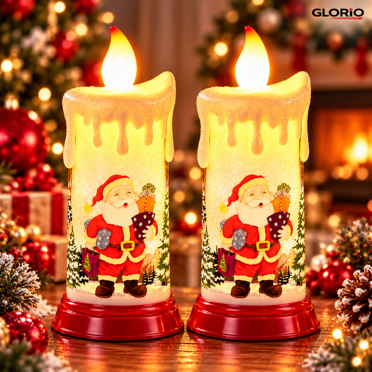 1+1 Gratuit - Lumanare LED cu Mos Craciun, flacara palpaitoare - Pachet 2 bucati - 4