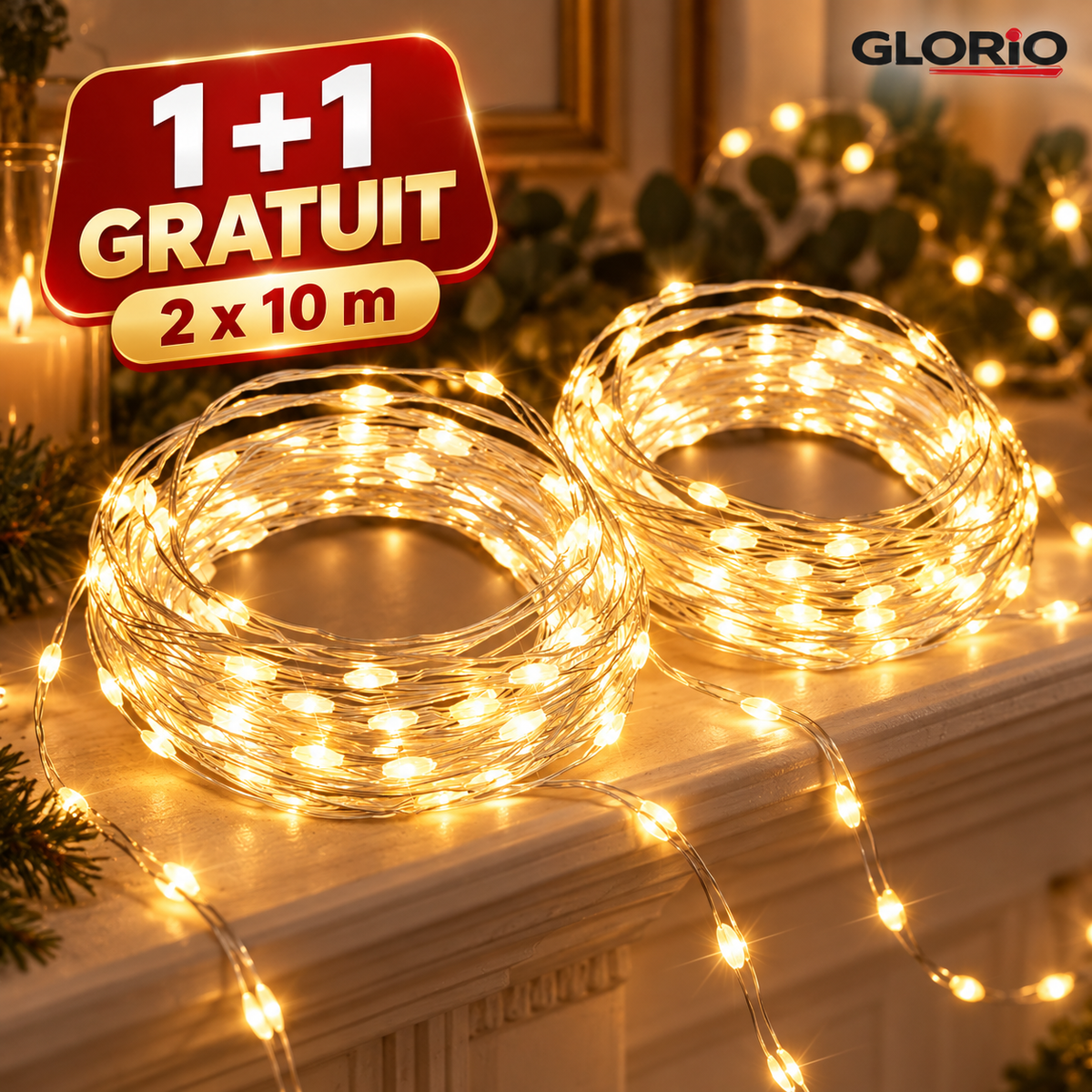 1+1 Gratuit - Rola micro LED 10 m, 300 LED alb cald - Pachet 2 bucati - 5