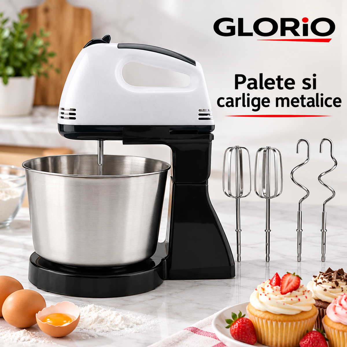 Mixer Glorio cu palete si carlige metalice