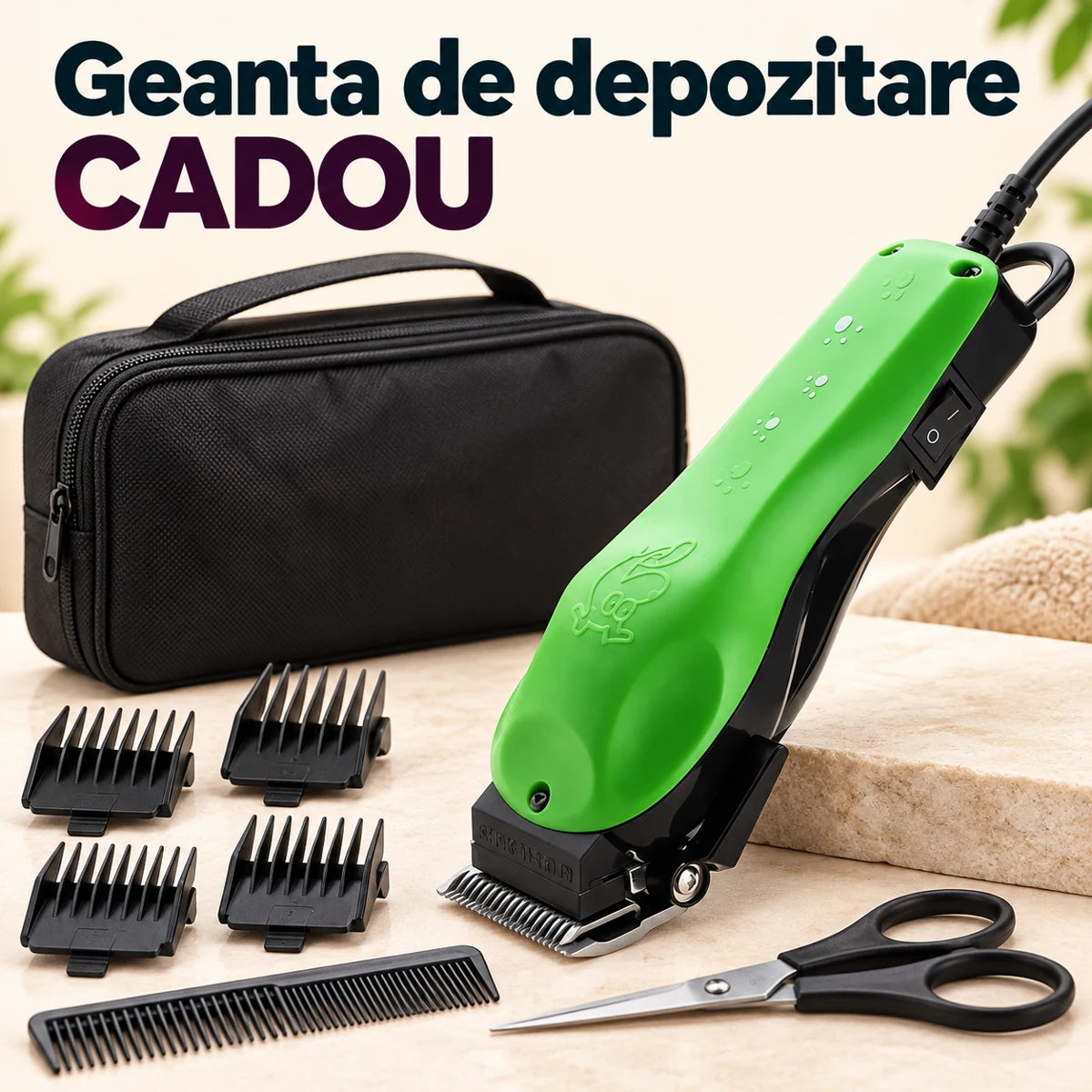 Masina de tuns animale NIKAI cu 4 distantiere + geanta CADOU - Geanta de depozitare CADOU
