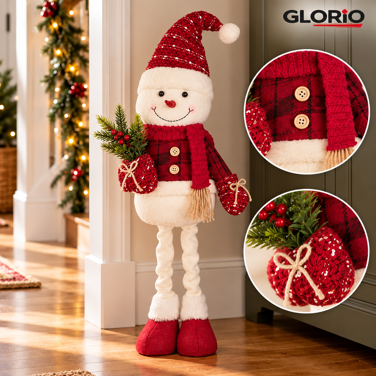 Om de zapada decorativ GLORIO, 76 cm, jacheta rosie - 5