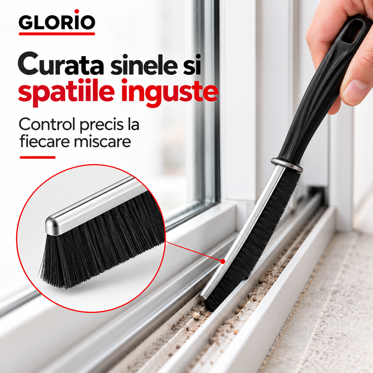 Perie ingusta Glorio pentru curatarea sinelor de ferestre
