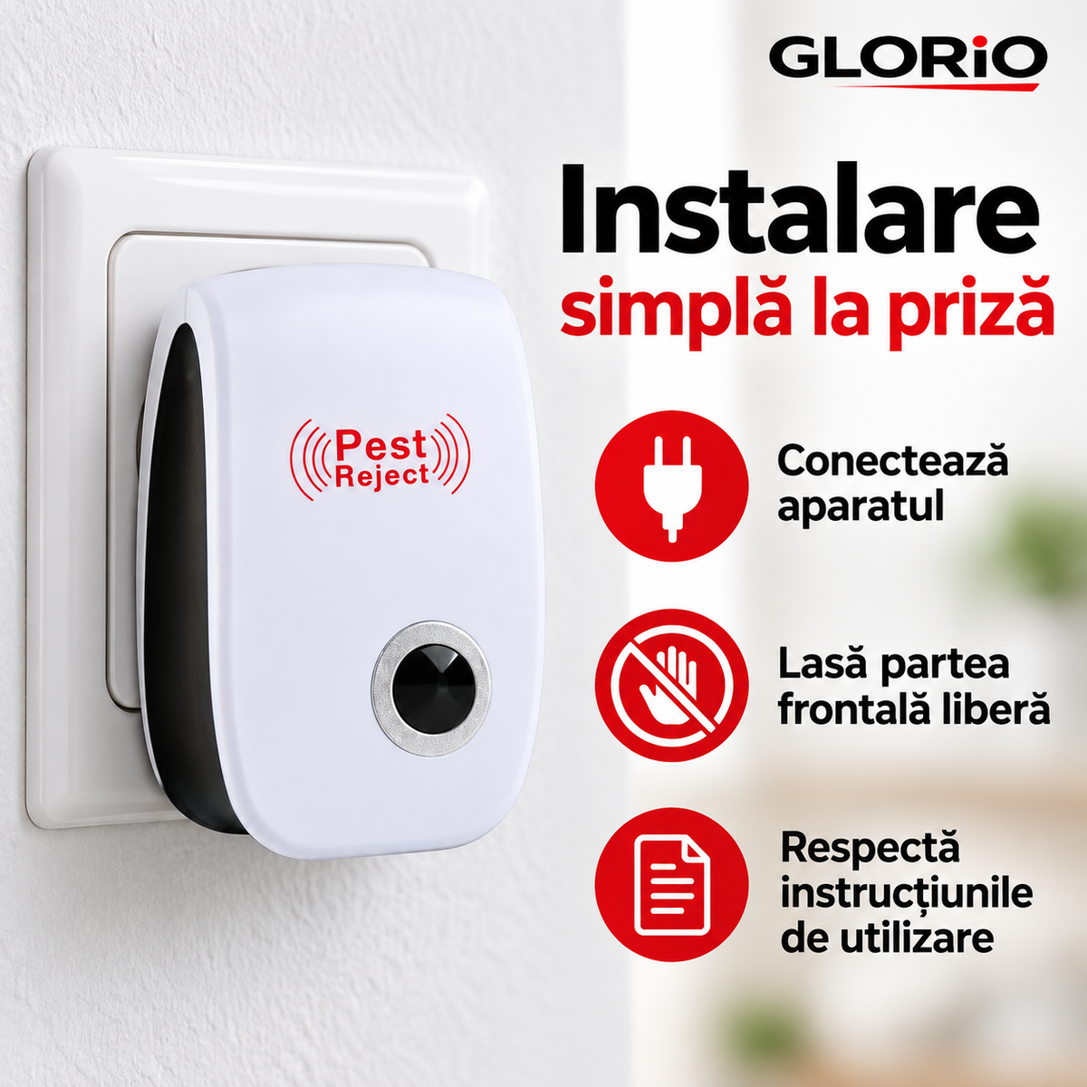 Instalarea aparatului Pest Repeller la priză