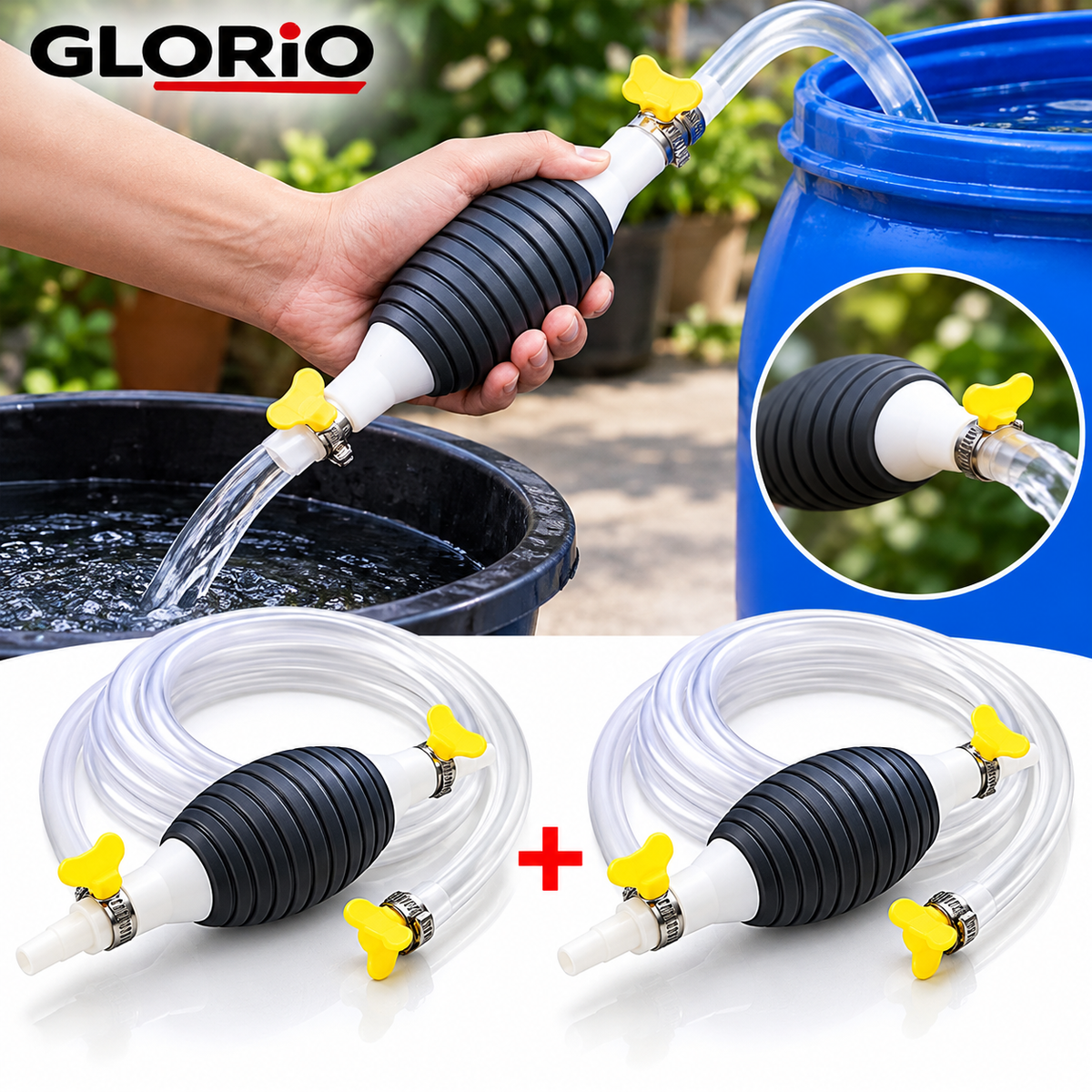 1+1 GRATIS - Pachet 2 pompe manuale pentru transfer lichide cu furtun - 3