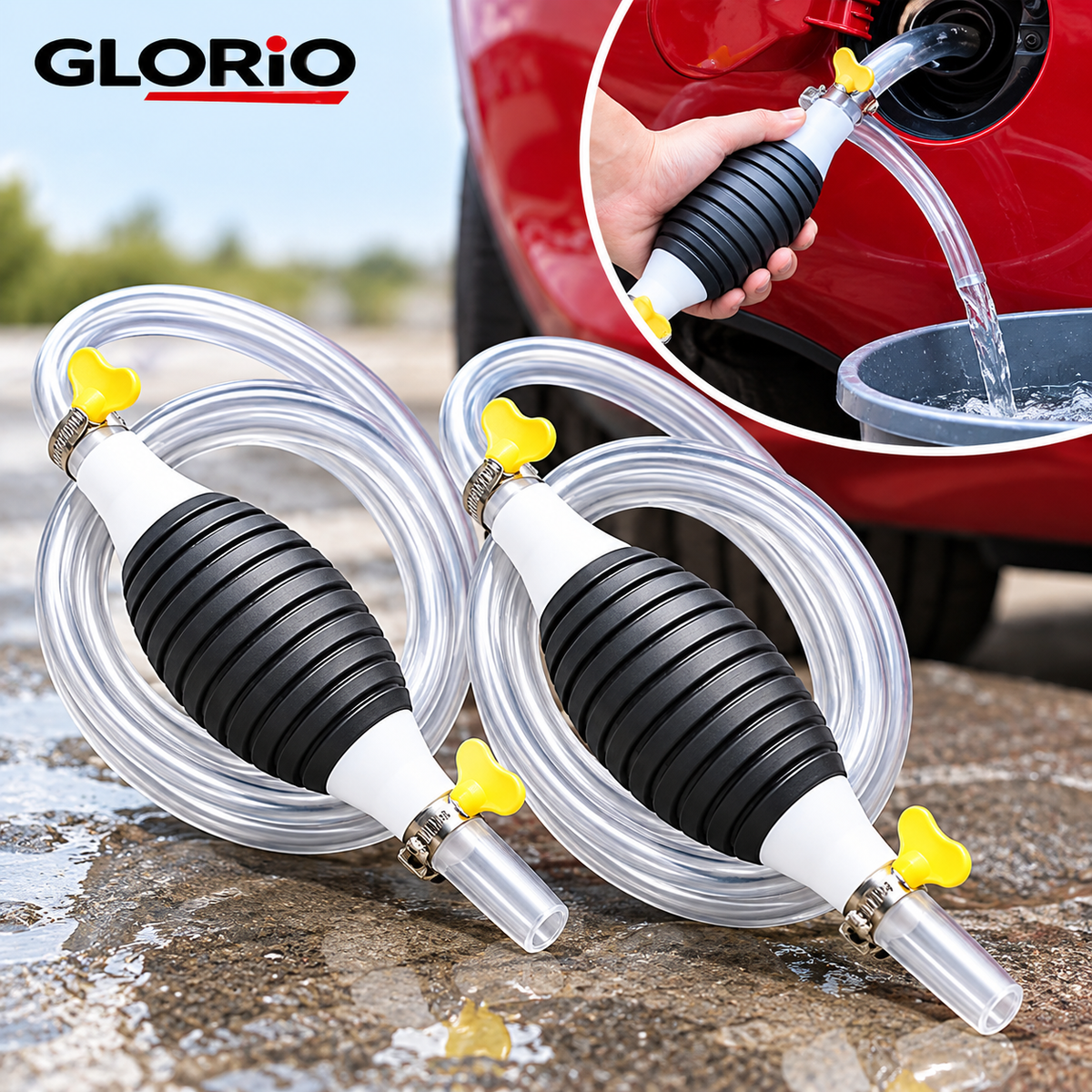 1+1 GRATIS - Pachet 2 pompe manuale pentru transfer lichide cu furtun - 5