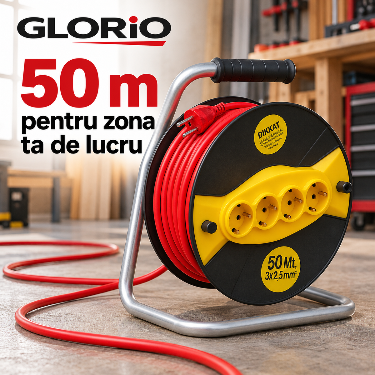 Prelungitor Glorio 50 m – 50 m pentru zona ta de lucru