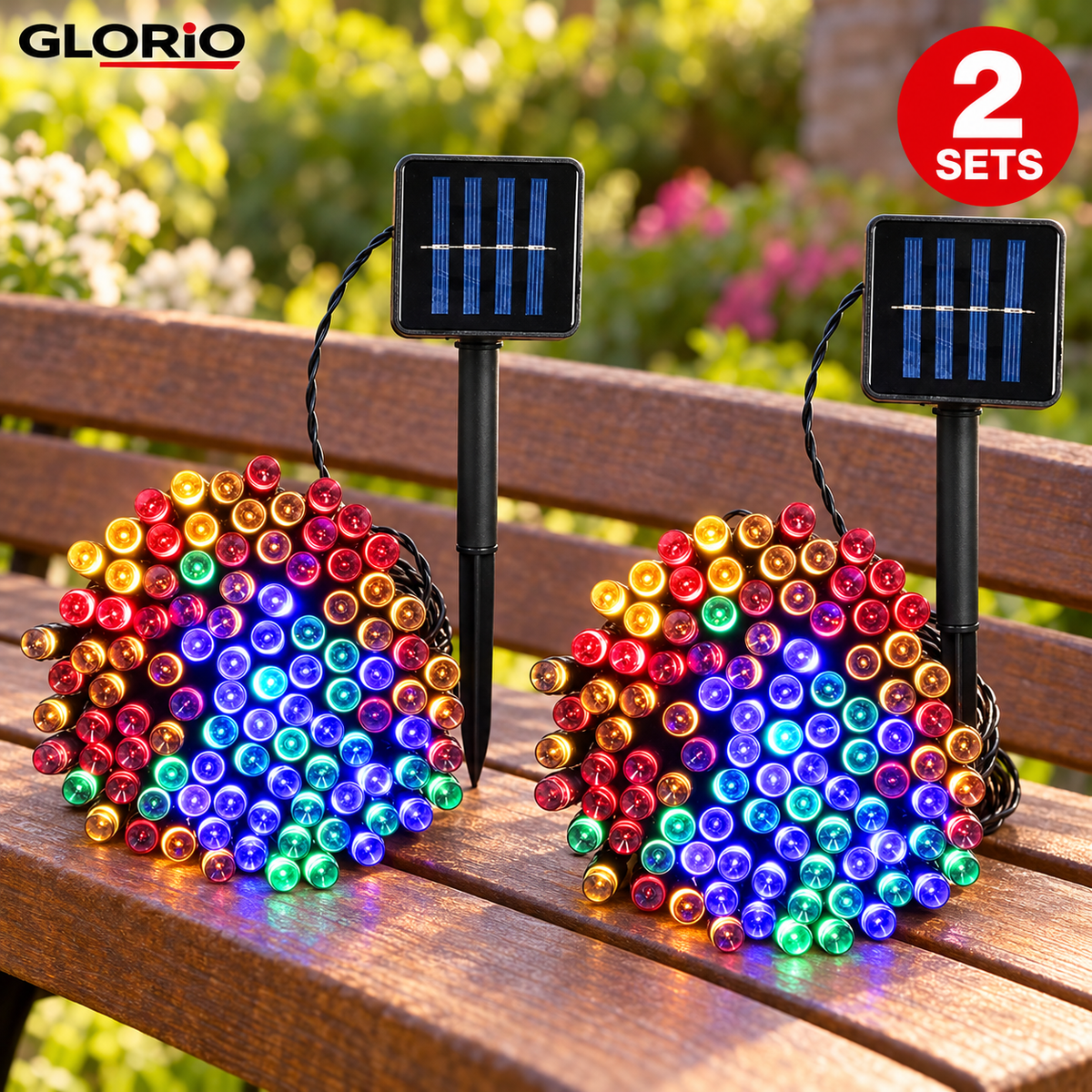1+1 Gratuit - Instalatie solara 10 m, 100 LED-uri multicolor - Pachet 2 bucati - 2