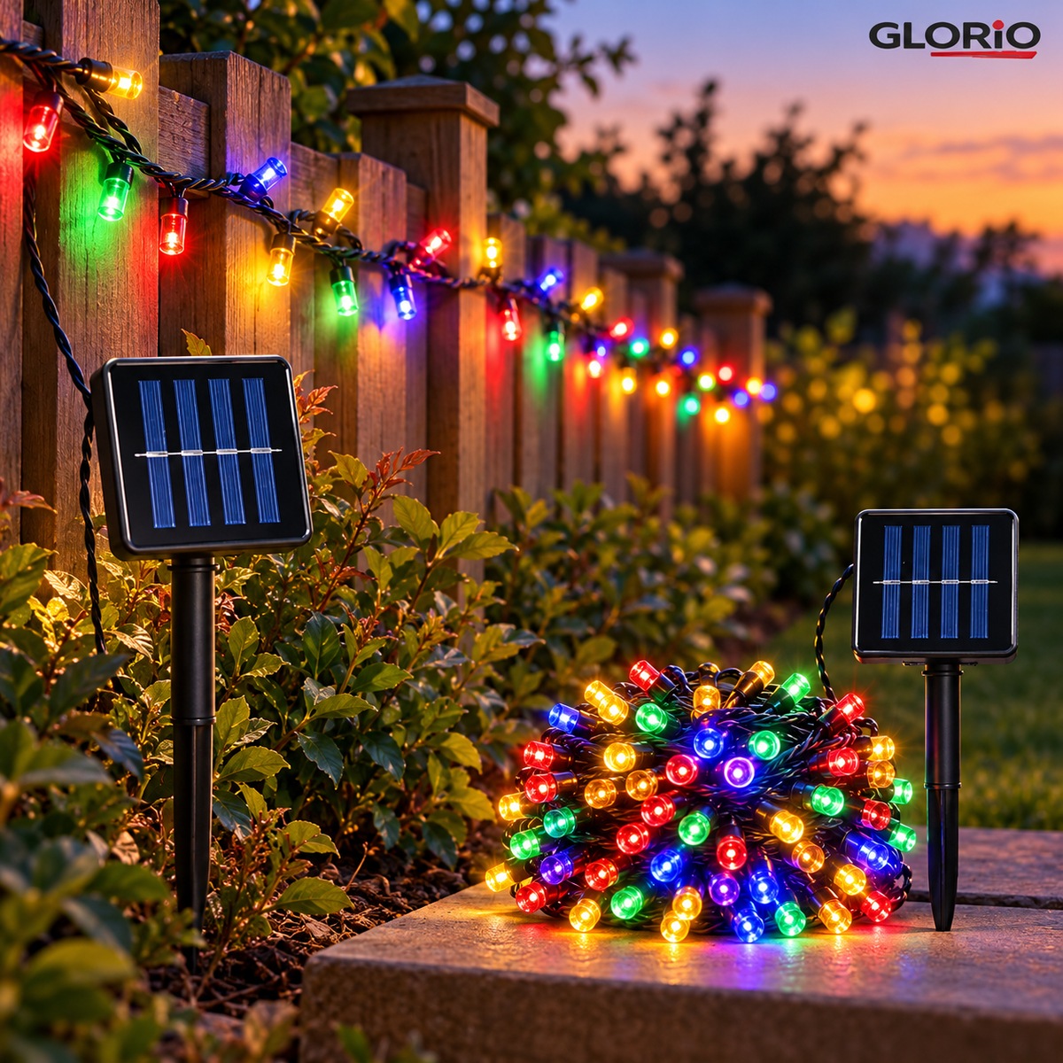 1+1 Gratuit - Instalatie solara 10 m, 100 LED-uri multicolor - Pachet 2 bucati - 4