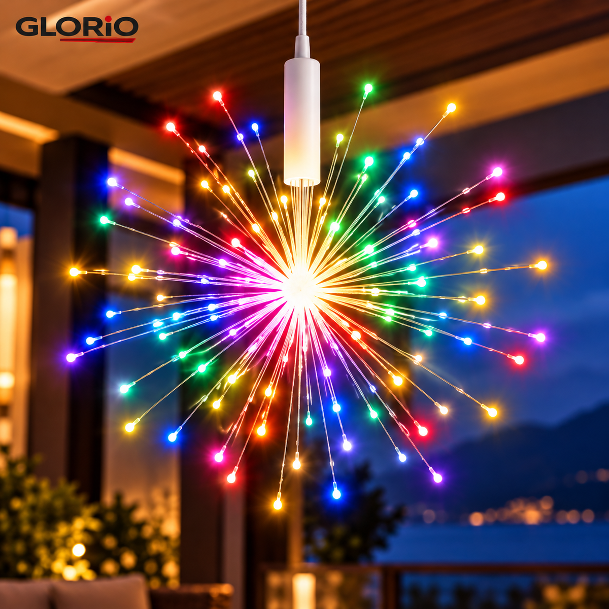Instalatie solara tip artificii, 450 LED-uri, telecomanda - Glorio - 4