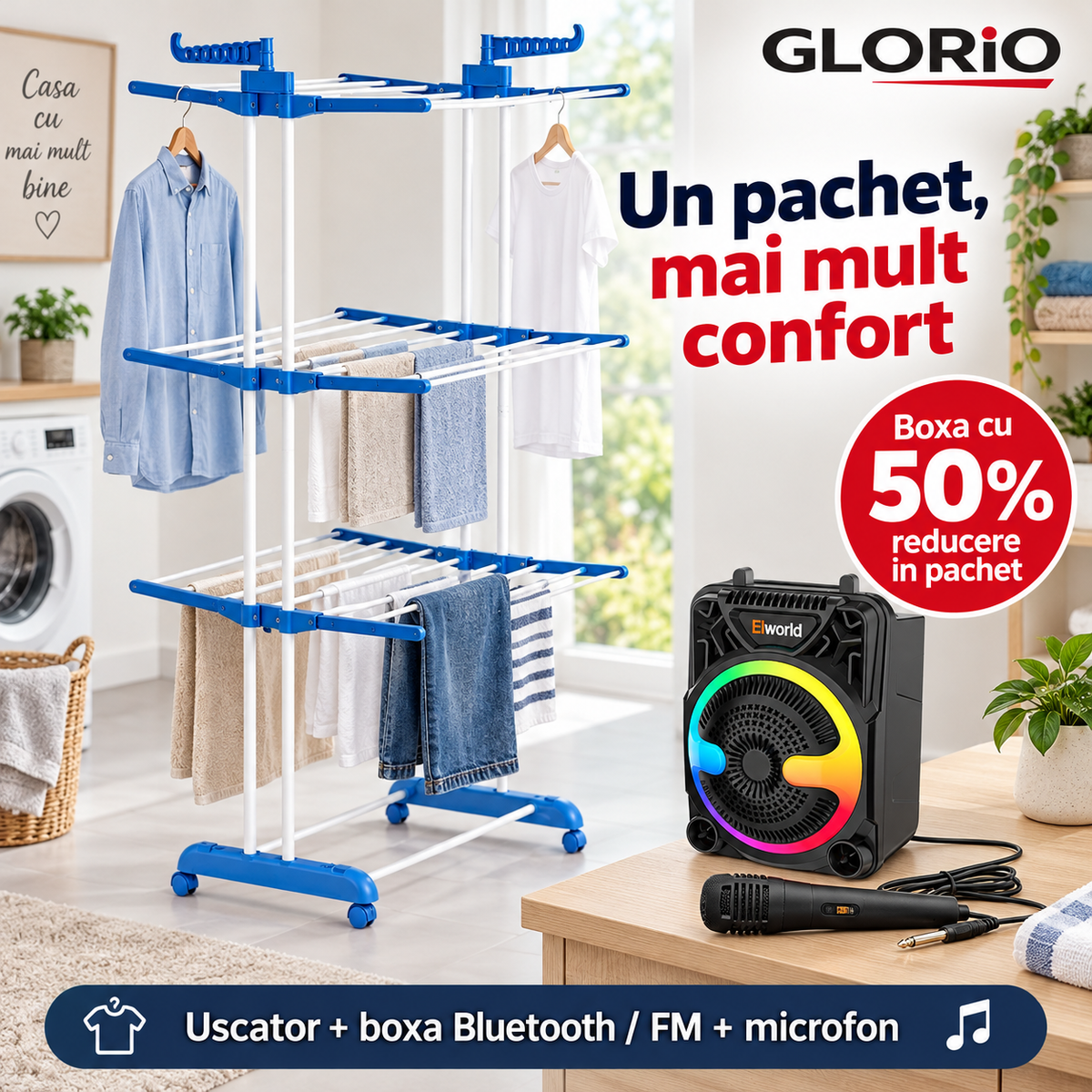 Uscator si boxa cu 50% reducere in pachet - Glorio