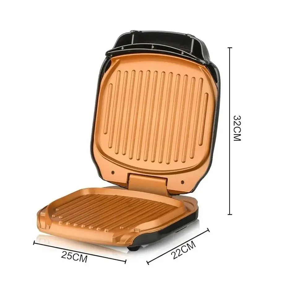 Gratar electric, RAF R522, 1000W, cu capac, placi antiaderente, 25x22x32 cm, negru Glorio