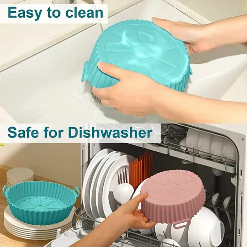 Set 6 Tăvi din Silicon - AirFryer, pentru Copt/Prăjit la Friteuză, 6 Dimensiuni Diferite