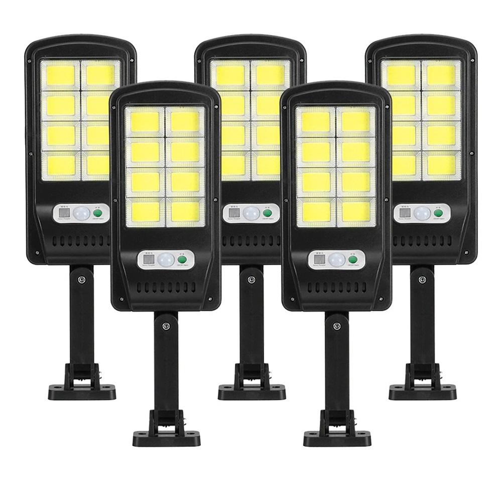 Set 5 Lampi LED Solare 150W COB 180 LED-uri cu Senzor de Mișcare, Autonomie 12-14 ore, IP65 Glorio
