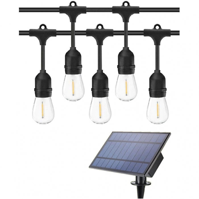 Ghirlandă Luminoasă Hibrid | Incărcare Solară + Priză | 10 Metrii și 10 Becuri 3W, E27 Glorio