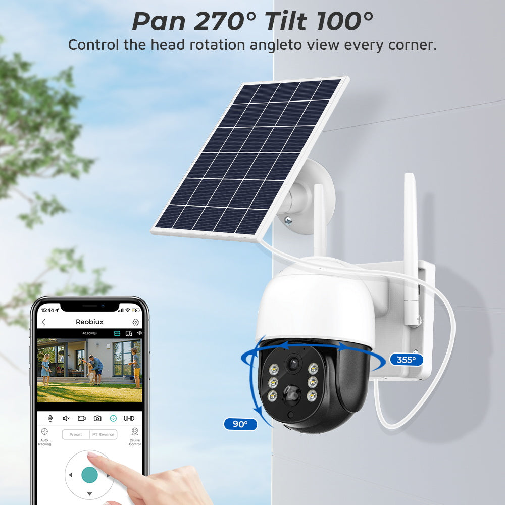 Cameră Solară Wifi și Suport SIM 4G + Card 32 GB, Vedere Nocturnă, Senzor de Mișcare Glorio