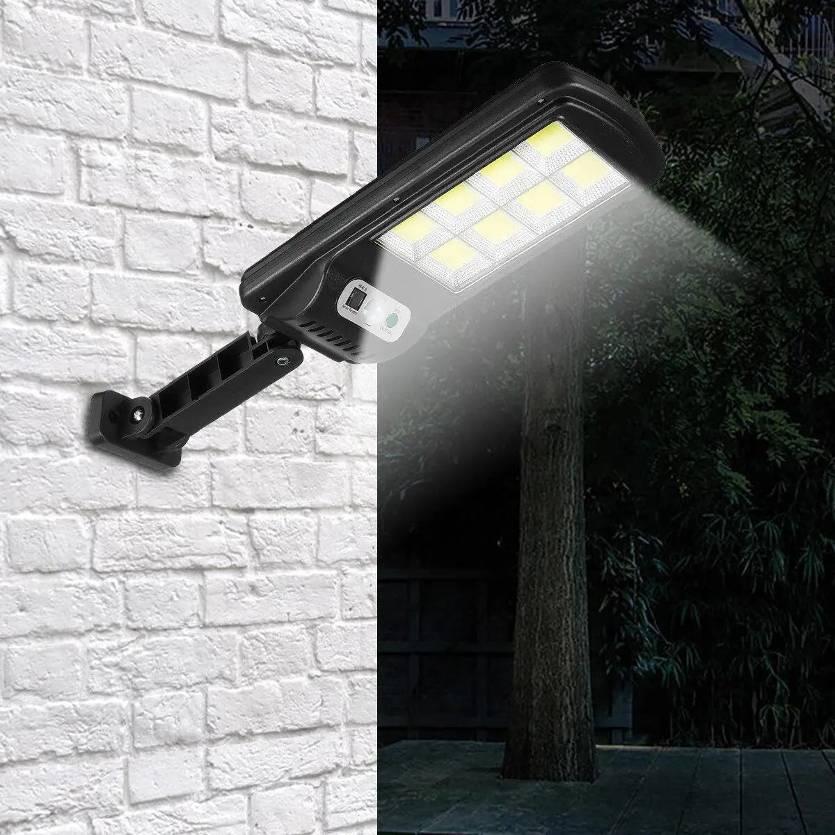 Set 4 Lampi LED Solare 150W COB 160 LED-uri cu Senzor de Mișcare, Autonomie 12-14 ore, IP65 Glorio