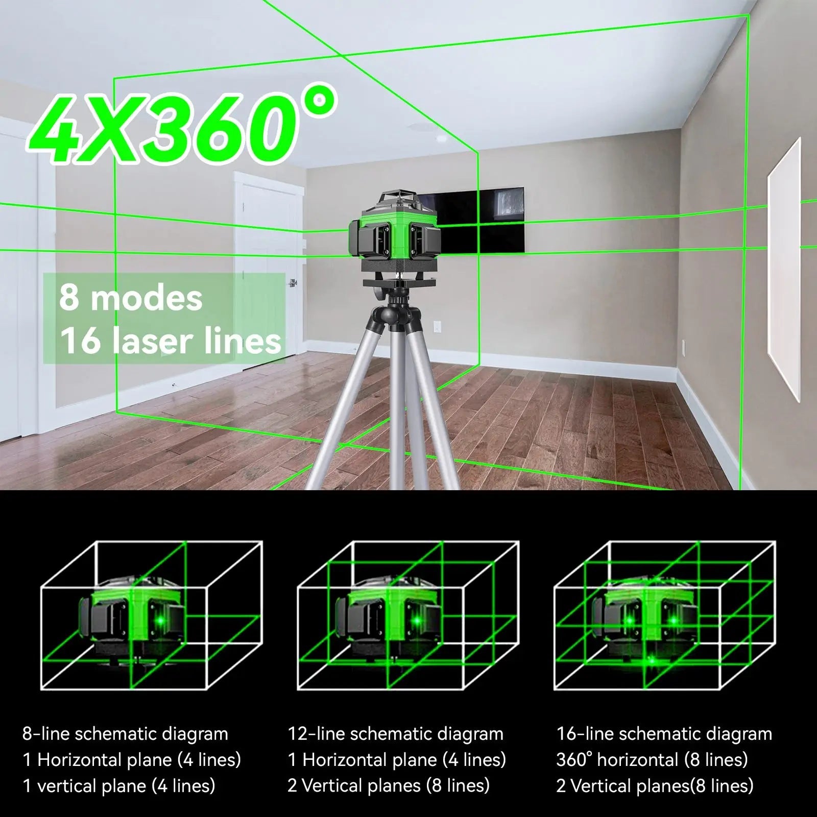 Set Complet Nivelă Laser 16 Linii + Trepied + Platformă de Ridicare + Telecomandă Glorio