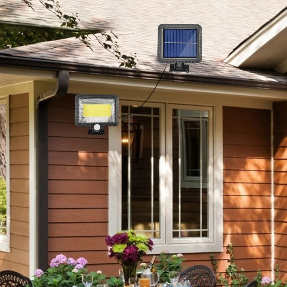 Set 4 Lămpi Solare 120W cu Senzor de Lumină și Mișcare Leduri COB + Telecomandă Glorio