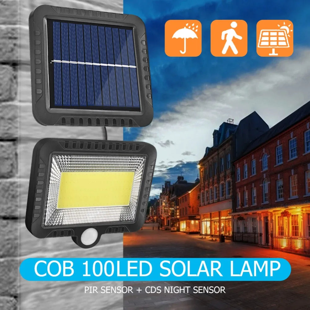 Set 4 Lămpi Solare 120W cu Senzor de Lumină și Mișcare Leduri COB + Telecomandă Glorio