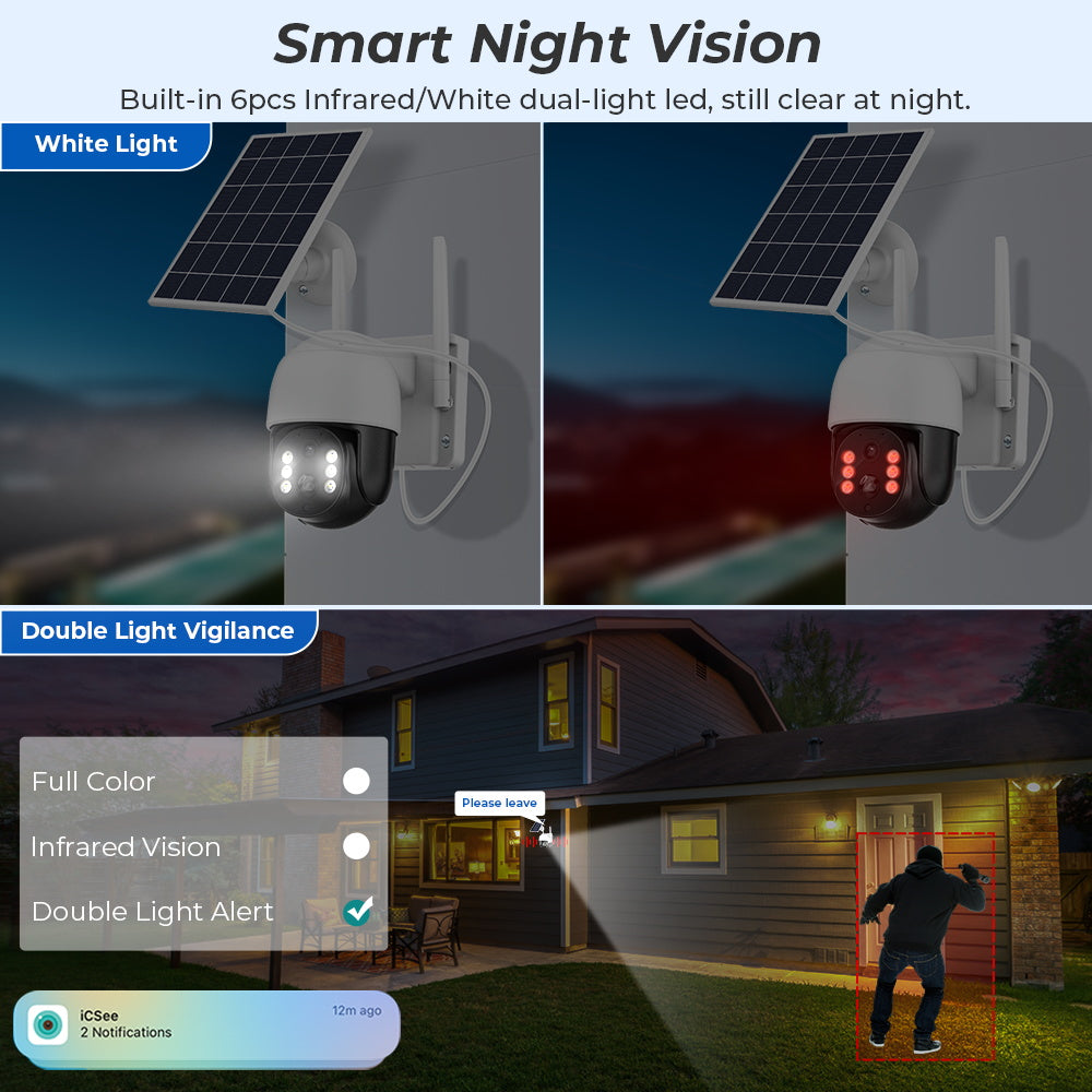 Cameră Solară Wifi și Suport SIM 4G + Card 32 GB, Vedere Nocturnă, Senzor de Mișcare Glorio