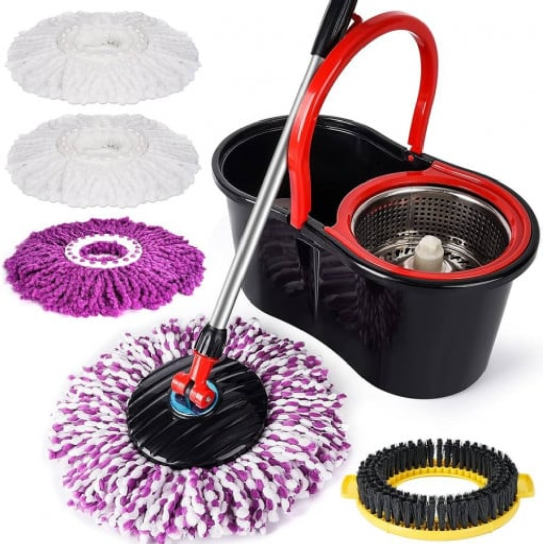 Set mop rotativ cu găleată și detergent pentru pardoseli cadou – Miros Alpin Glorio