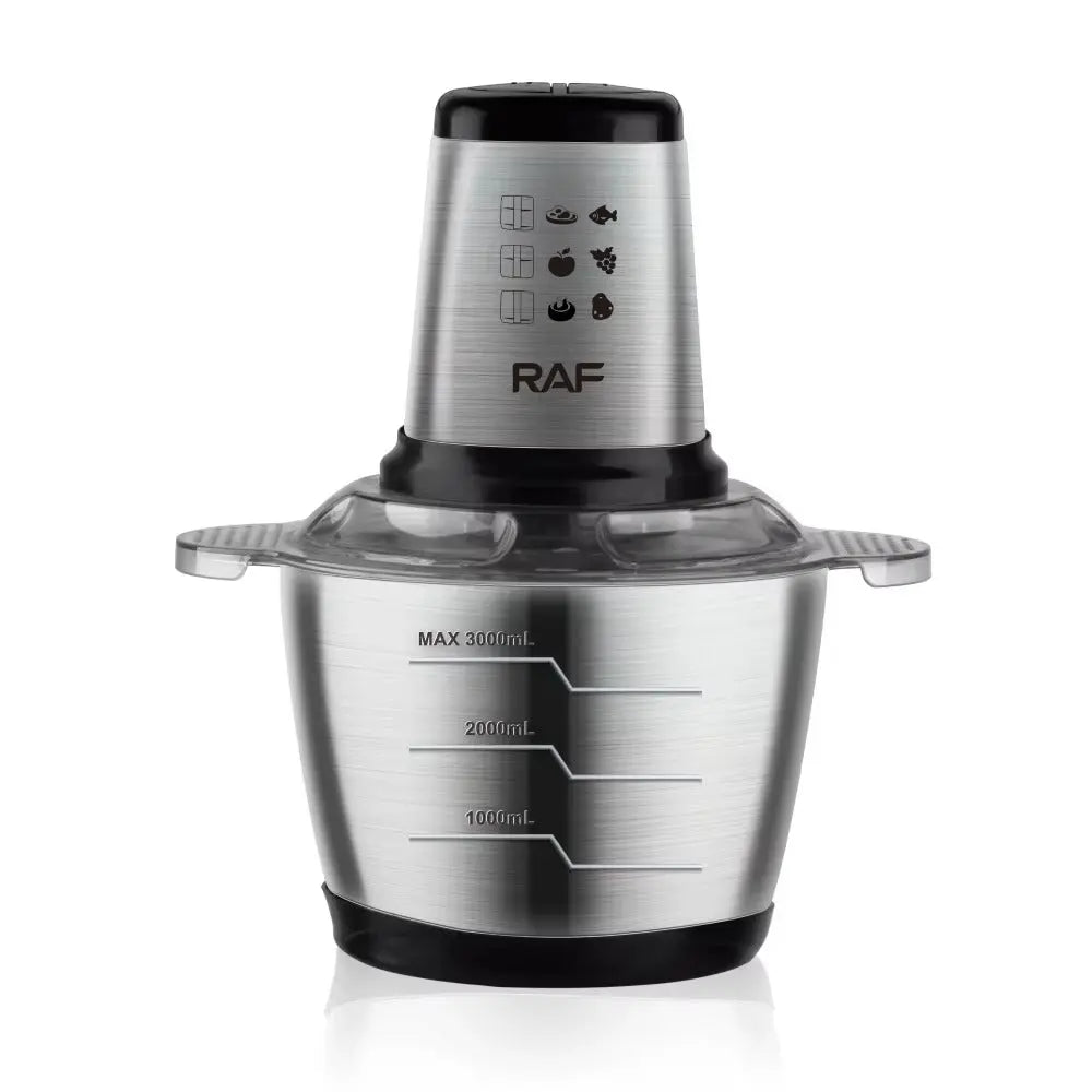 Tocător electric de carne RAF R.7031, bol inox 3L – aparat multifuncțional de bucătărie, putere mare, ideal pentru carne, legume și preparate rapide Glorio