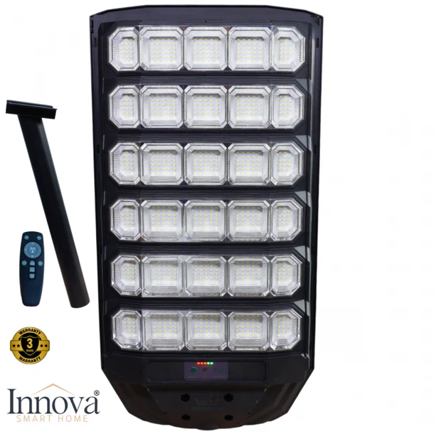 Lampa Solara Stradala Polaris Innova 1600W – LED 120 000 lm, Senzor Lumina/Miscare si Telecomanda, IP66 & Suport Prindere+Cadou Surpriza Glorio
