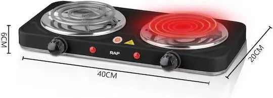Plită Electrică Dublă RAF R.8020BB – Putere de 2000W pentru Gătit Rapid și Eficient Glorio