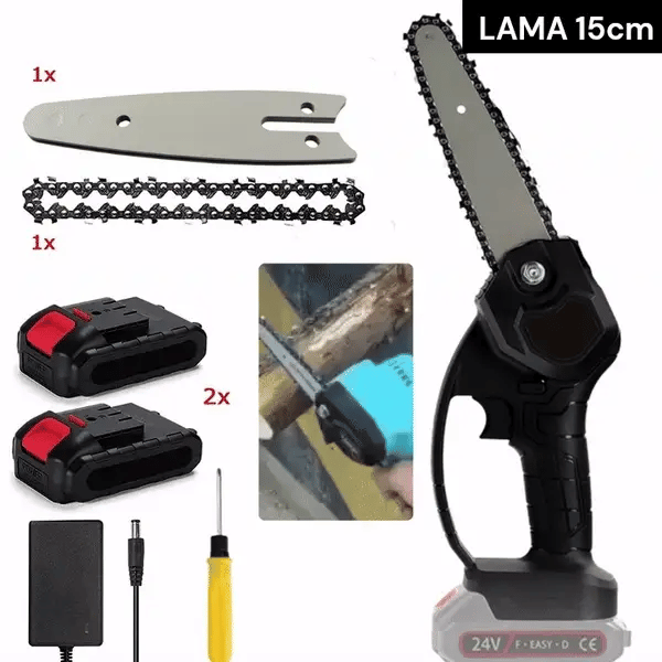PACHET PROMO: Mini Fierastrau Electric Cu 2x Acumulatori + 1x Lant + 1x Lama, 6 Inch + Incarcator Doimeseriasi.ro