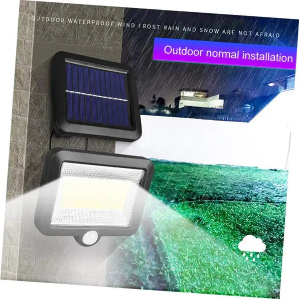 Set 2 Lampi Solare Cu Panou Separat 120W Lumina Puternica, 100 LED COB, Cu Senzor De Miscare si Telecomanda, 1+1 CADOU Glorio.ro