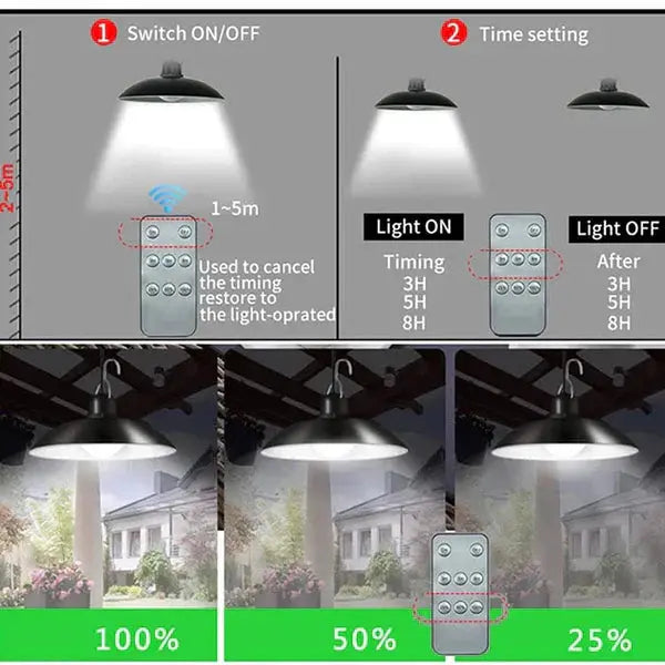 Lampa Suspendata Cu Incarcare Solara, Reglare Intensitate Lumina, Control Prin Telecomanda, Lumina Alb Rece Doimeseriasi.ro