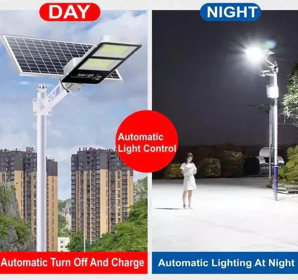 Lampa Solara Jortan, Cu Stalp Pentru Montare, Control Din Telecomanda, Lumina Puternica, 200W Doimeseriasi.ro