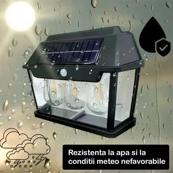 Lampa Solara De Perete Cu 3 Becuri LED, Cu Senzor de Miscare si Lumina, 3 Moduri de Iluminare, Rezistenta la Apa Doimeseriasi.ro