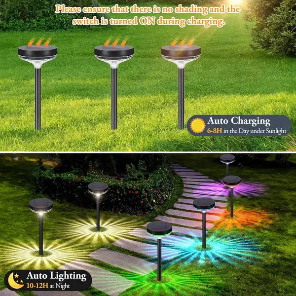 Set 2 Lampi Solare Stralucitoare, Cu Reflexii Puternice, Pentru Exterior, Rezistente La Apa, Alb Cald si Multicolor Doimeseriasi.ro
