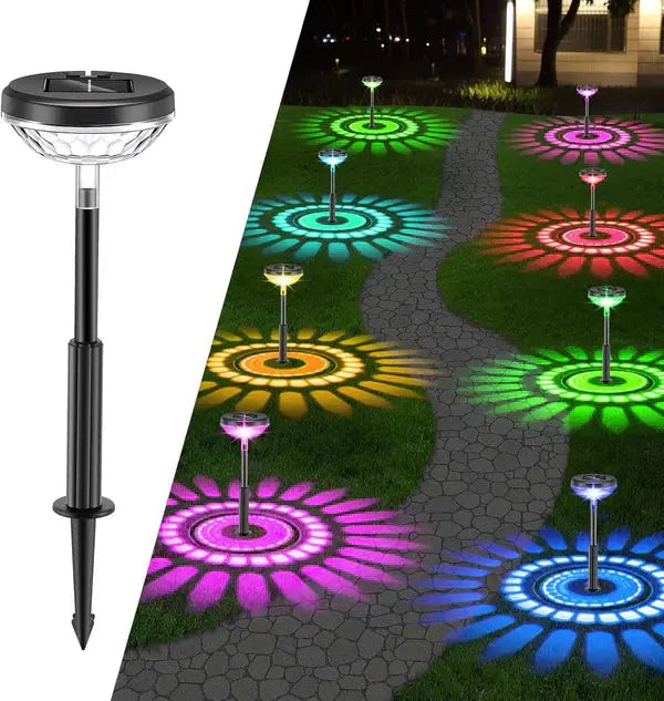 Set 2 Lampi Solare Stralucitoare, Cu Reflexii Puternice, Pentru Exterior, Rezistente La Apa, Alb Cald si Multicolor Doimeseriasi.ro